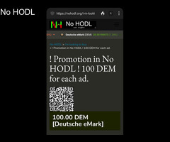 ! Promotion in No HODL ! 100 DEM for each ad.